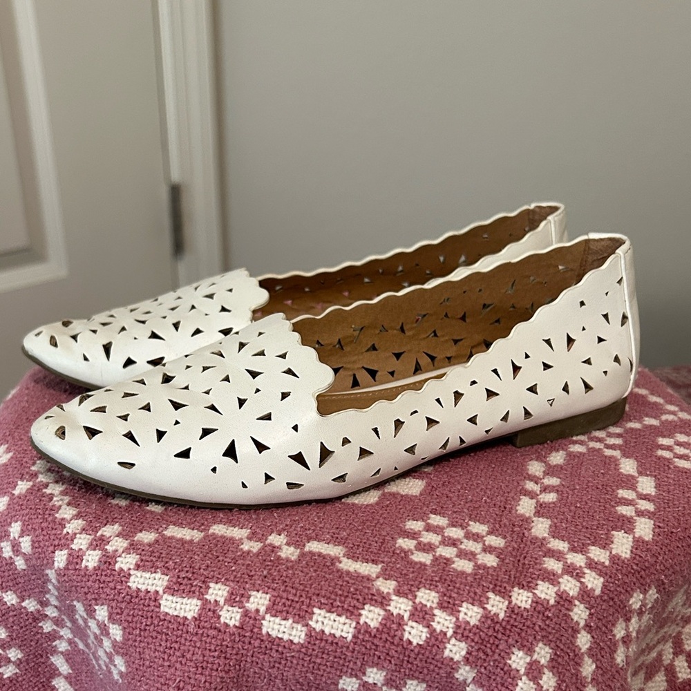 Unionbay Cream Light Beige Whitney Flats Ballet Shoes Laser Cut Perforated